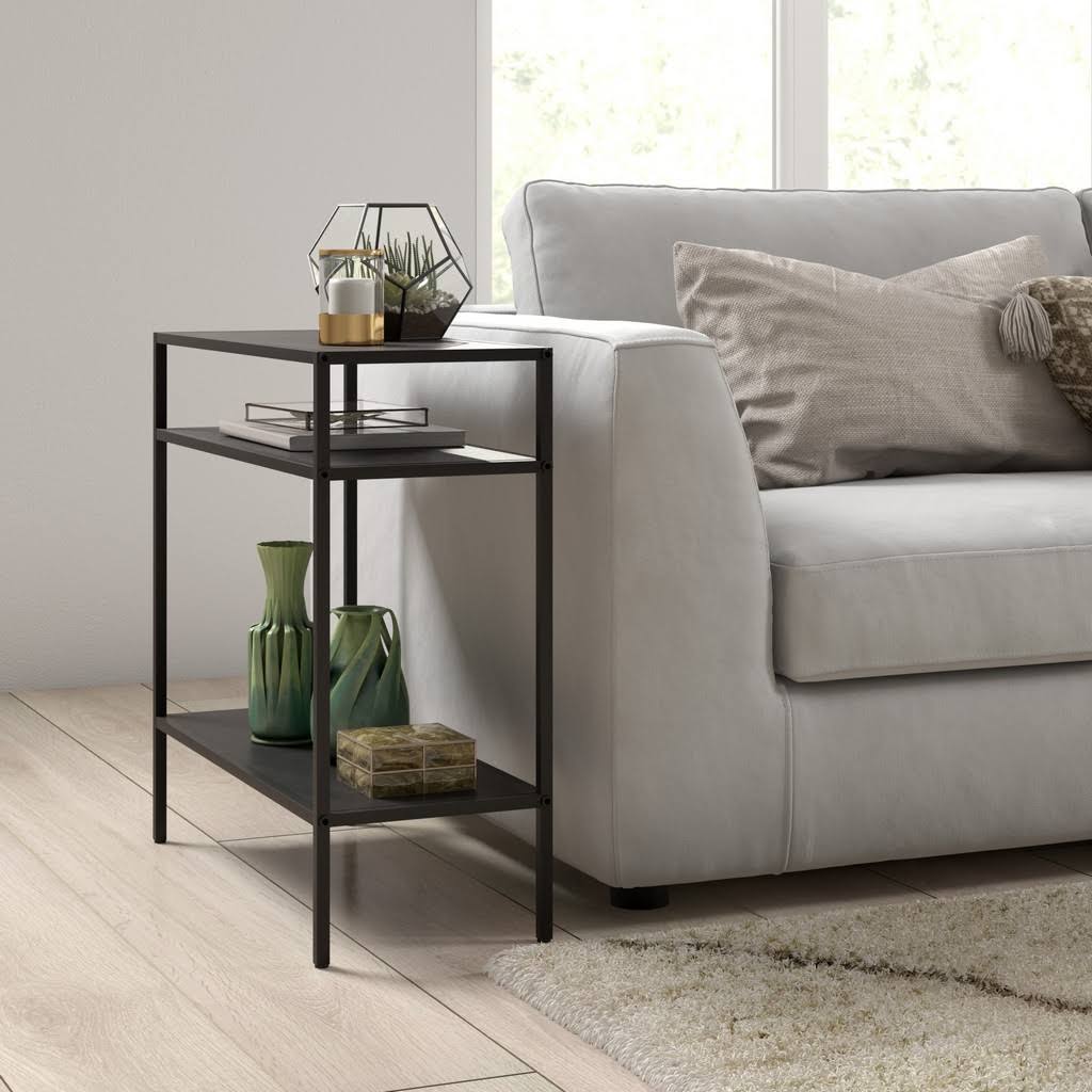 Blackened Bronze Side Table with Metal Shelves W373