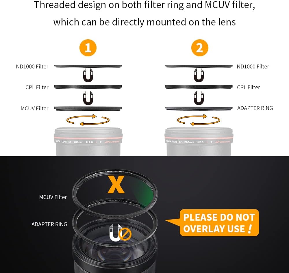 58mm Magnetic Lens Filter Kit with 4 in 1 Filter Pouch H940