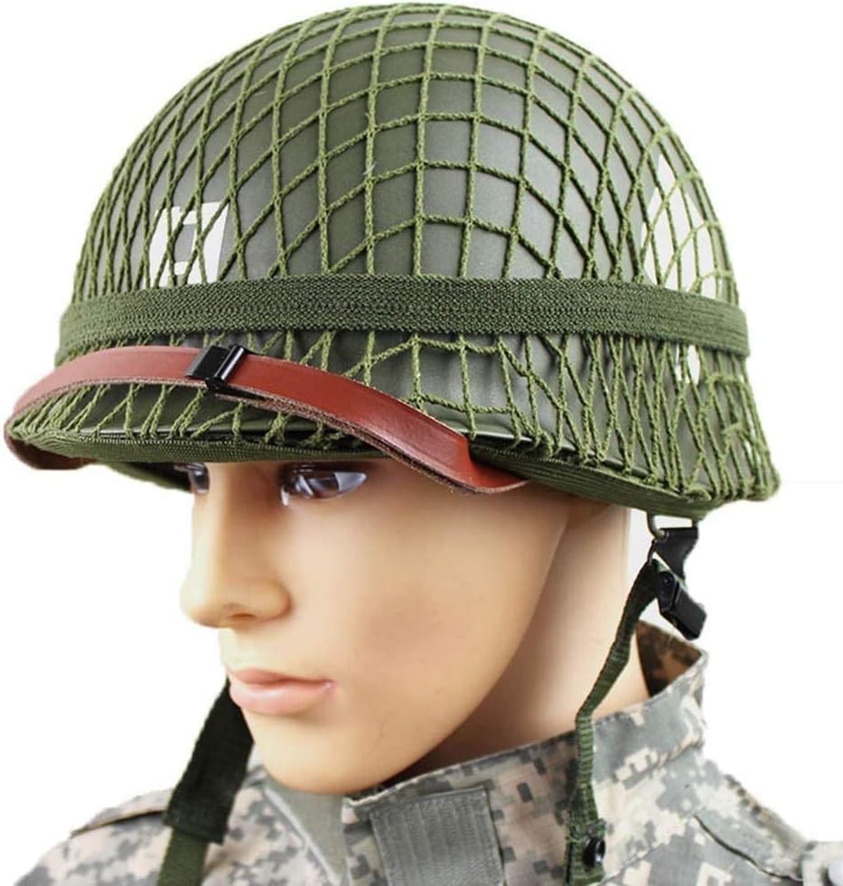 Green M1 Helmet Replica with Net and Chin Strap Pack of 2 G18981