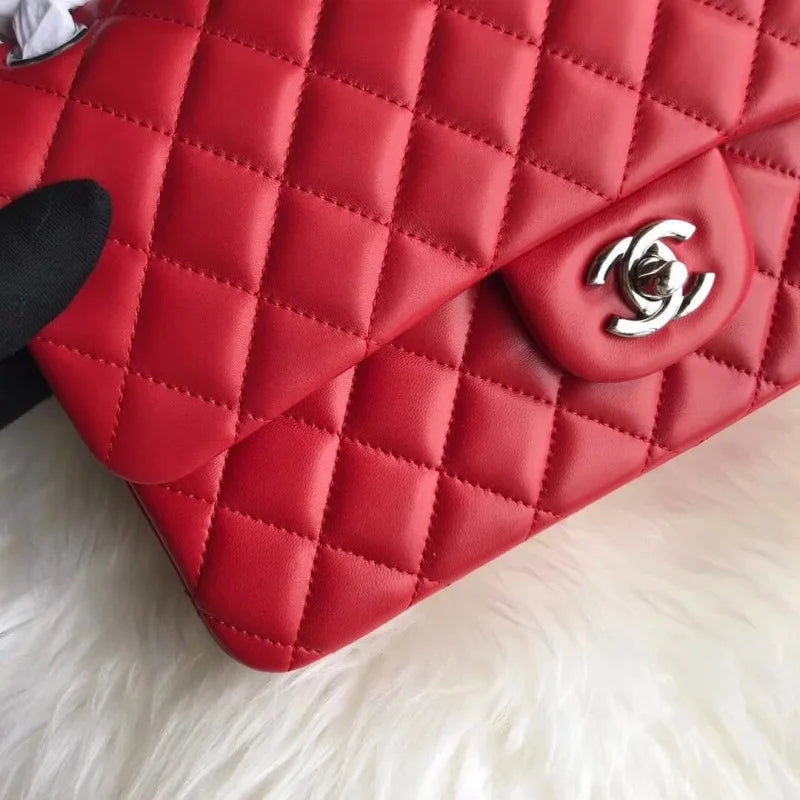 Red Medium Lambskin Leather Flap Bag U649280