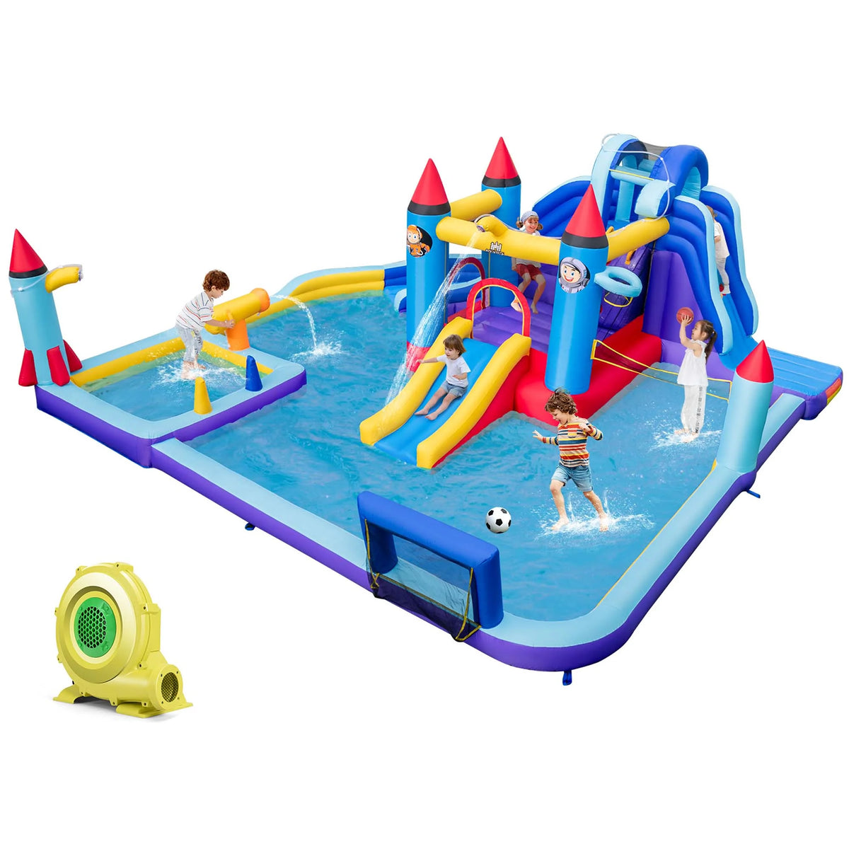 Inflatable Water Slide Park with 2 Slides Splash Pool O60995