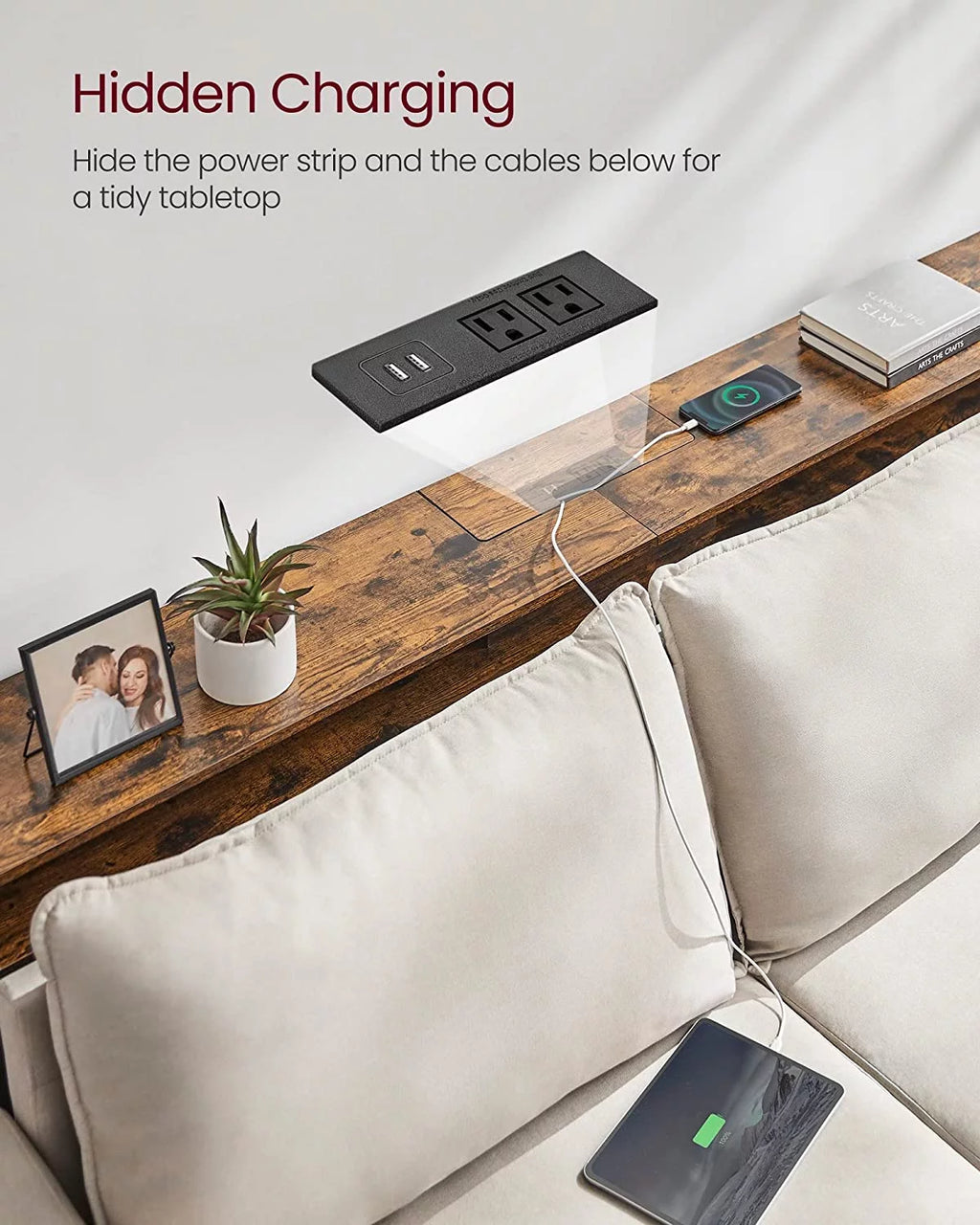 Narrow Console Table with 2 Outlet and 2 USB Ports O63400