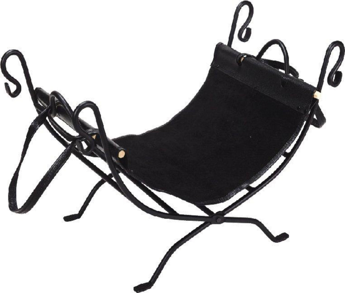 Black Wrought Iron Log Holder and Carrier C58320