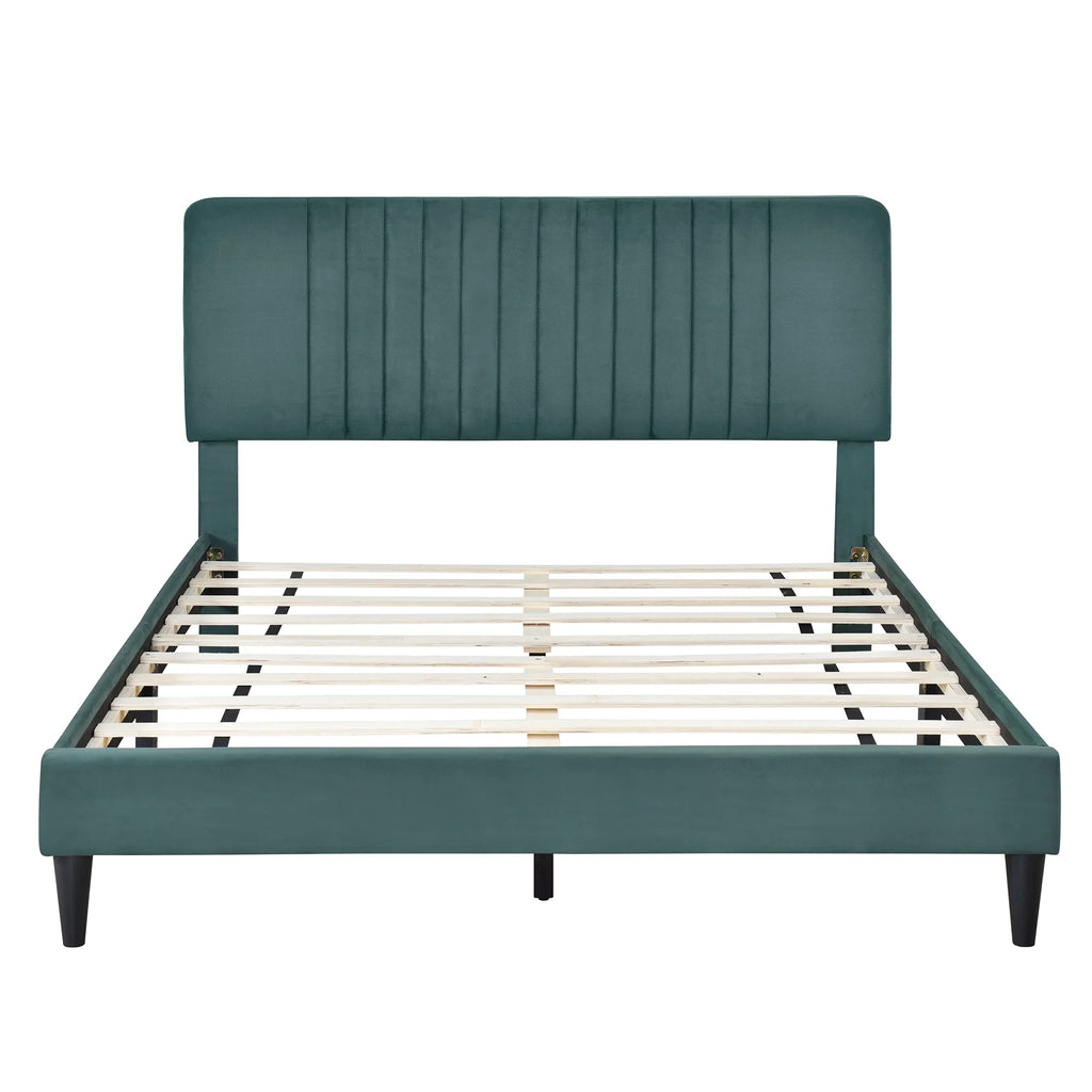 Queen Size Upholstered Platform Bed with 2 Nightstands and Storage Bench G7616