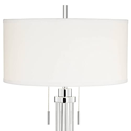 30" Tall Glass Column End Table Lamps Set of 2 Q923