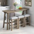 Natural Wood Wash Kitchen Bar Table Set with Upholstered Stools H71063