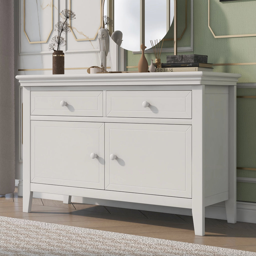 White 2 Drawer 2 Cabinet Solid Wood Dresser I765055