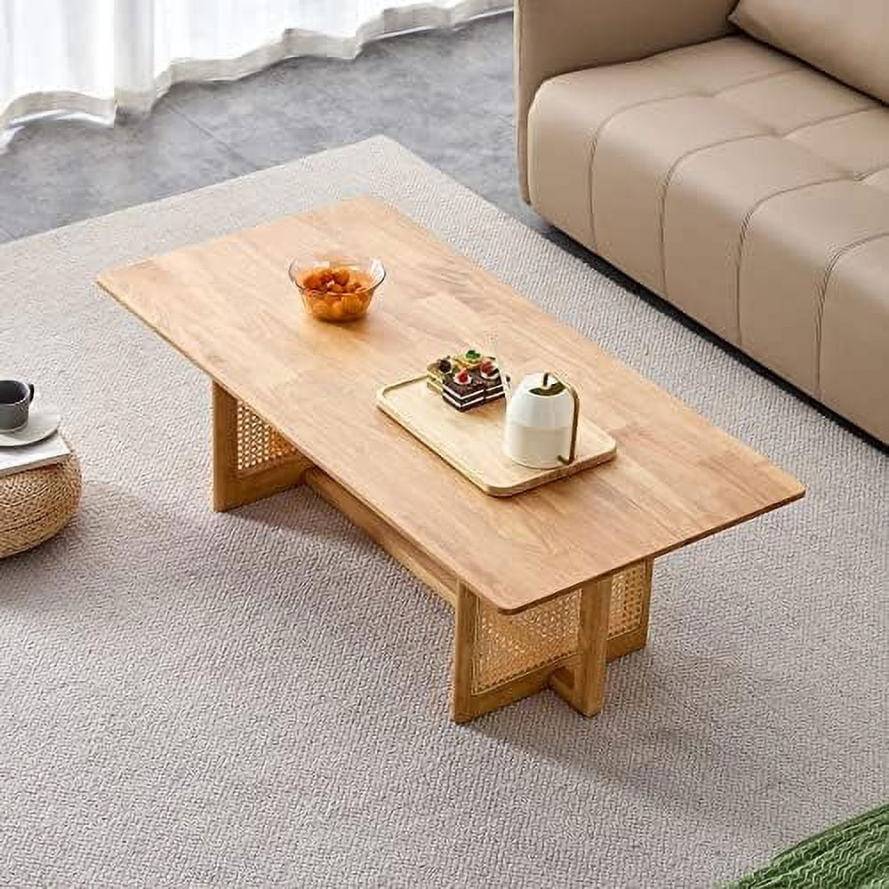 Wooden Coffee Table 47.2" Rectangular with MDF Desktop and Metal Legs J364