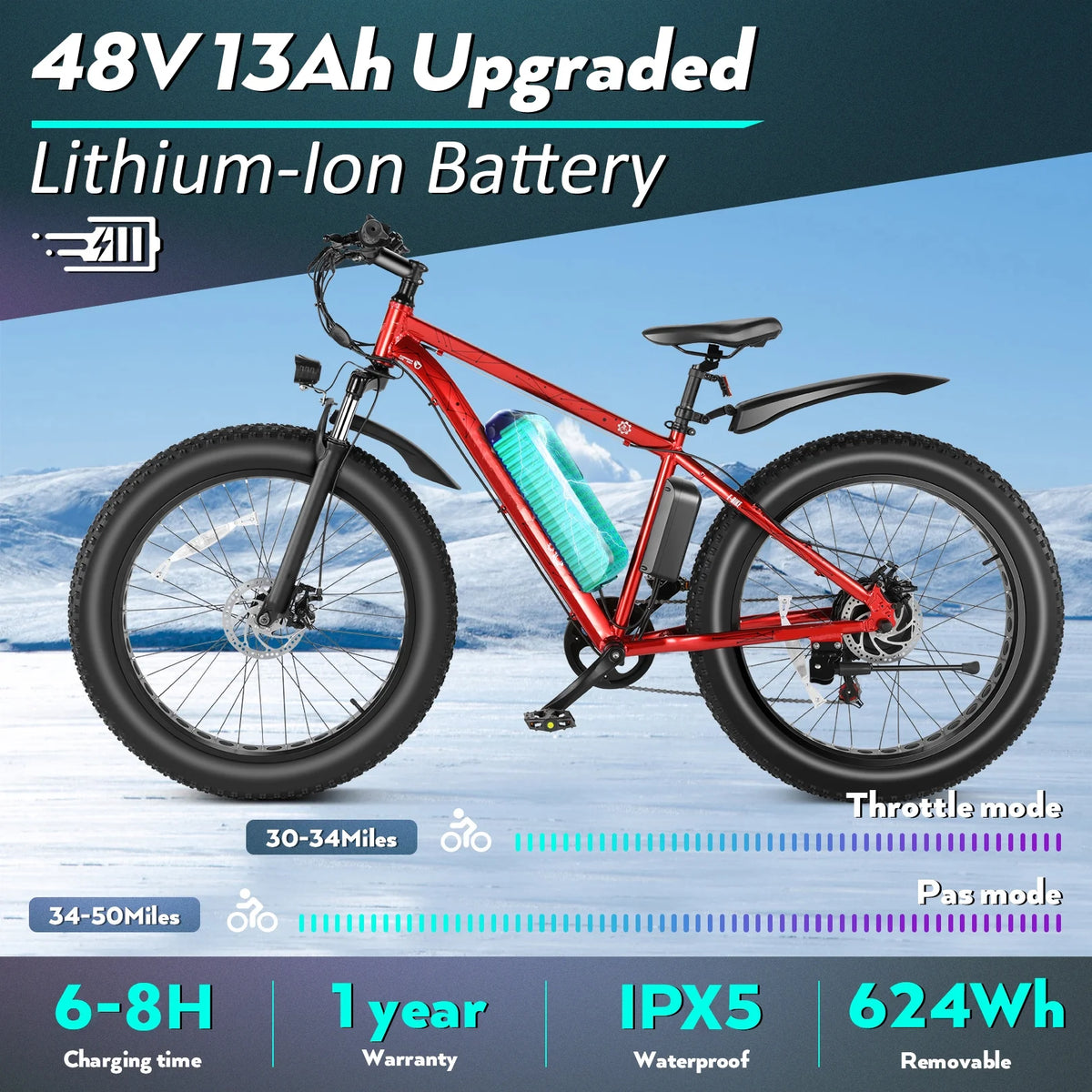 500W 26" Fat Tire Electric Mountain Bike P274059