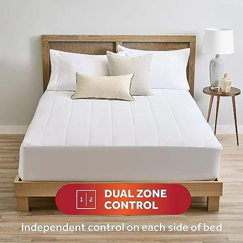 Queen White Heated Mattress Pad H221