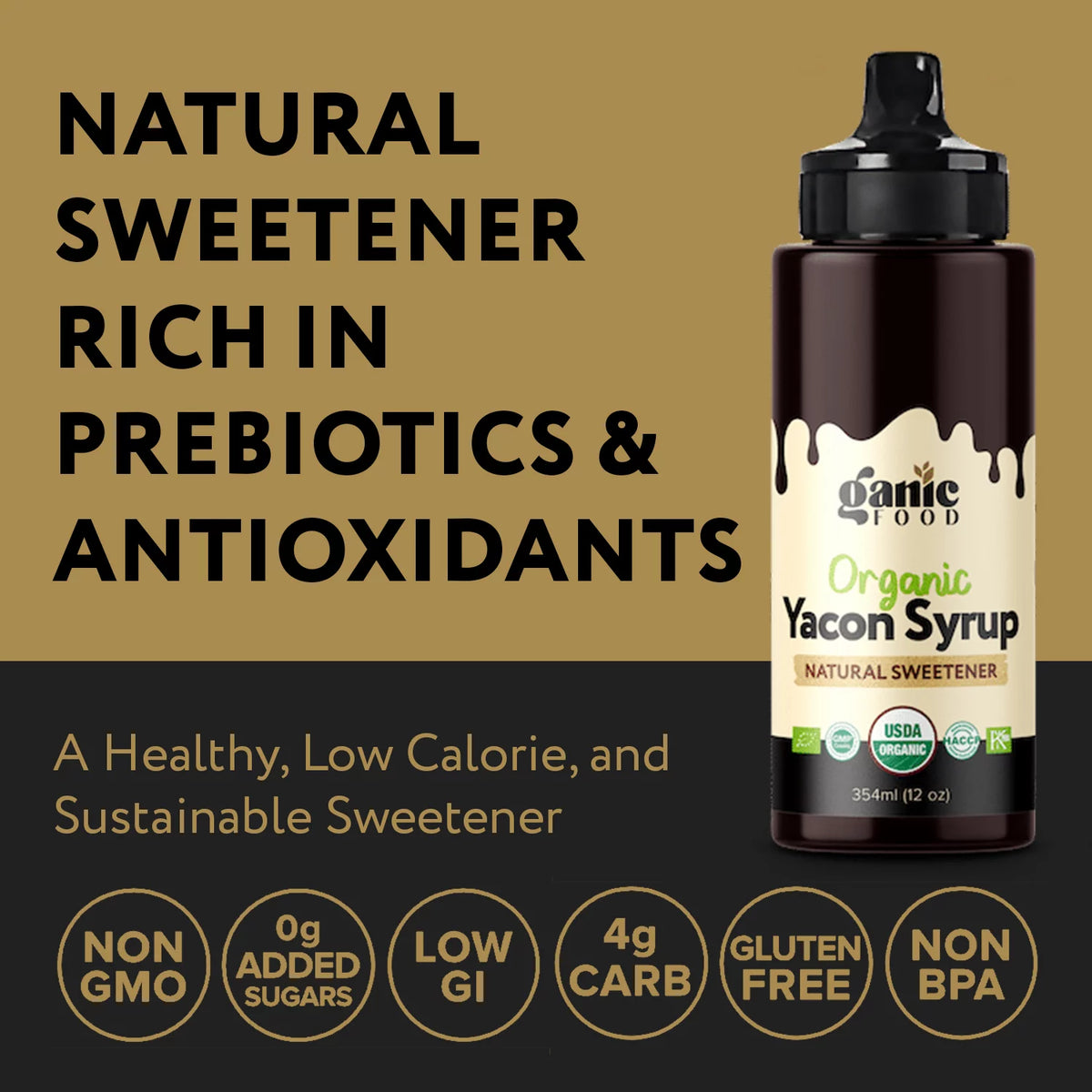 USDA Organic Yacon Syrup 12oz Natural Sweetener K5403