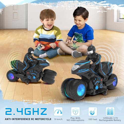 Remote Control Motorcycle Toys with RGB Wheels Lights S457