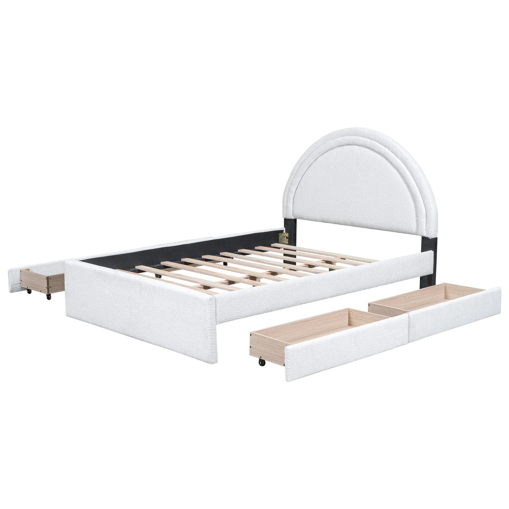 Upholstered Platform Bed With Four drawers Full W2292