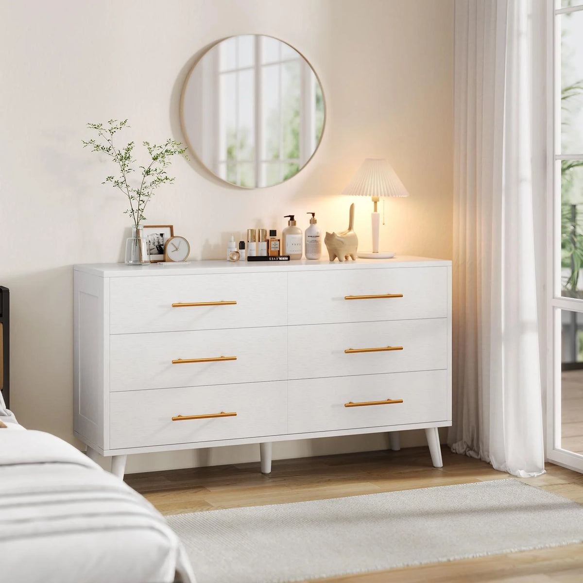 White 6 Drawer Wood Dresser A66104