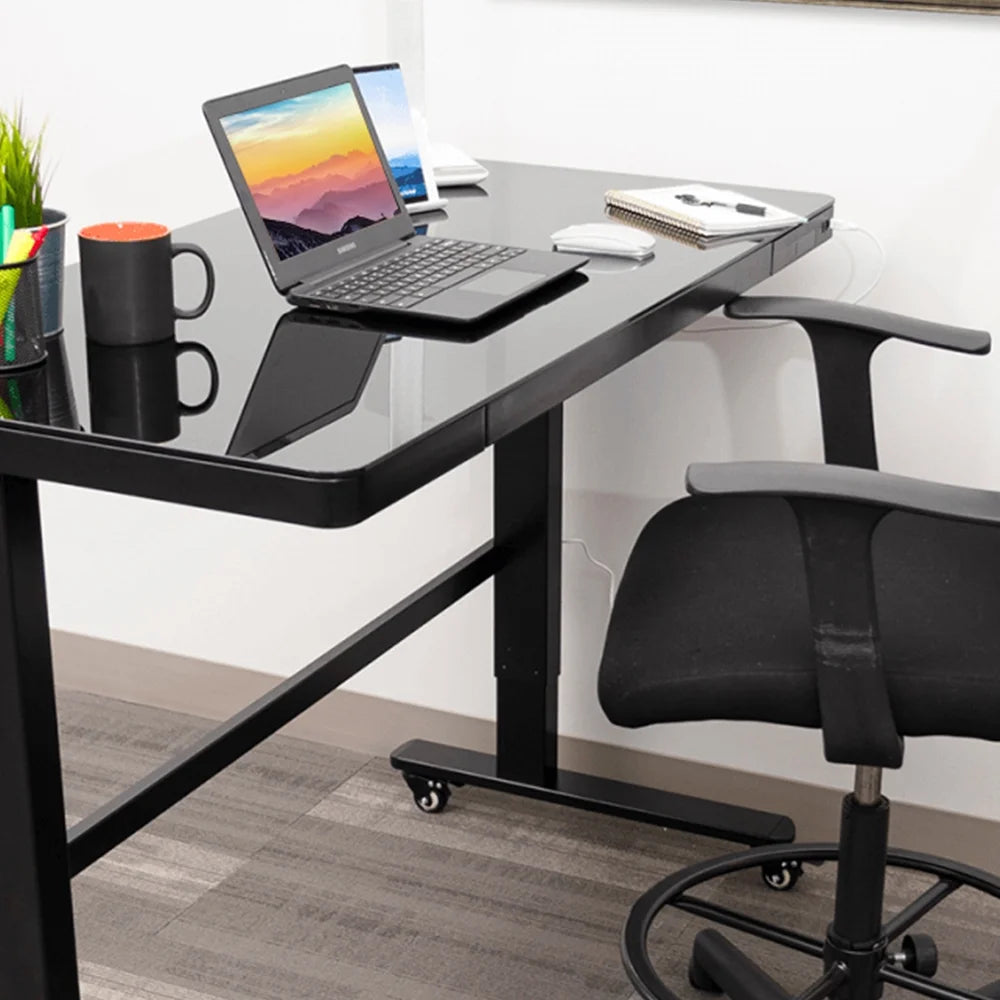 Black Glass Adjustable Height Electric Standing Desk C768672