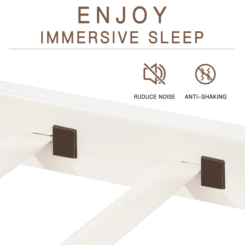 Twin Size White Loft Bed with Metal Ladder T181426