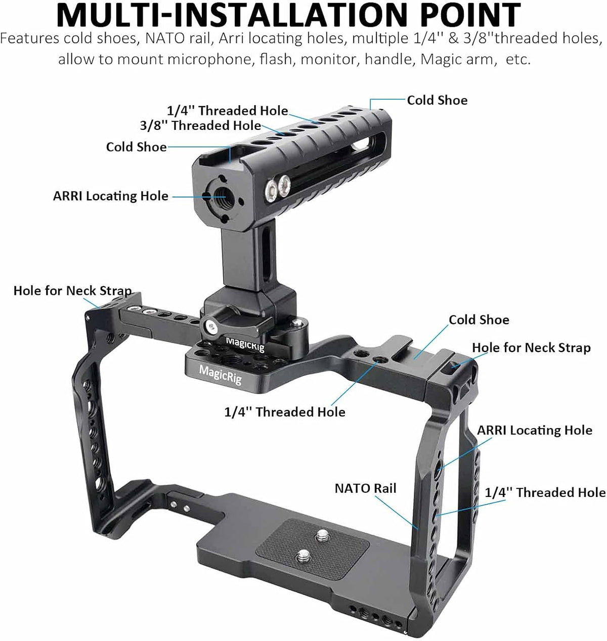 Camera Full Cage with NATO Rail, NATO Top Handle, T5 SSD Mount L3230