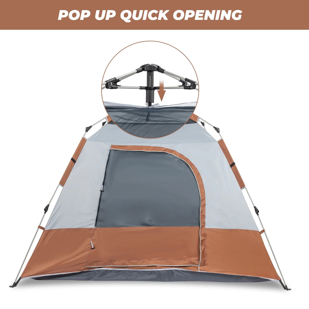 4 Person Waterproof Brown Camping Tent J1097