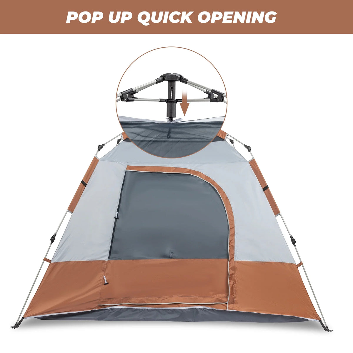 4 Person Waterproof Brown Camping Tent J1097
