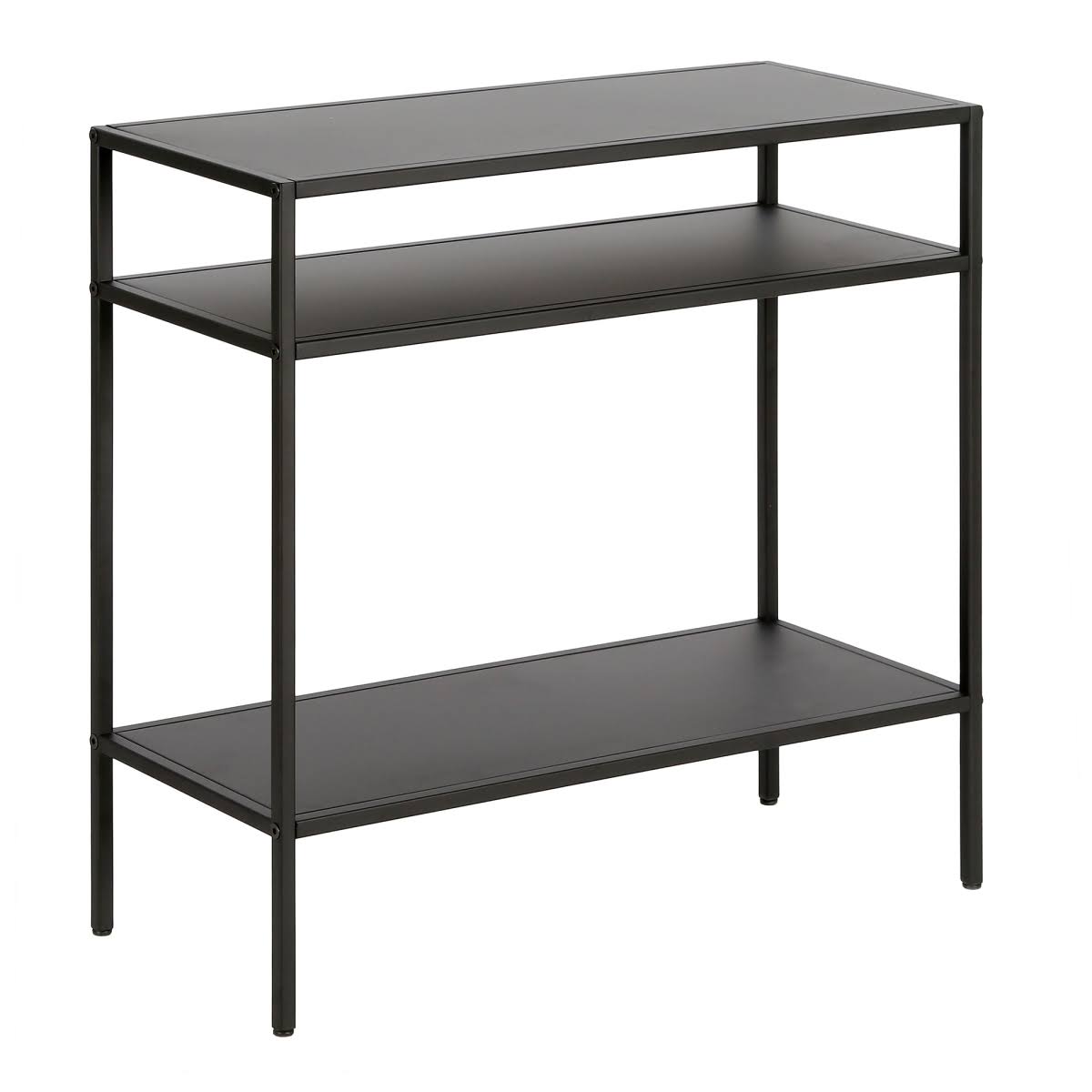 Blackened Bronze Side Table with Metal Shelves W373