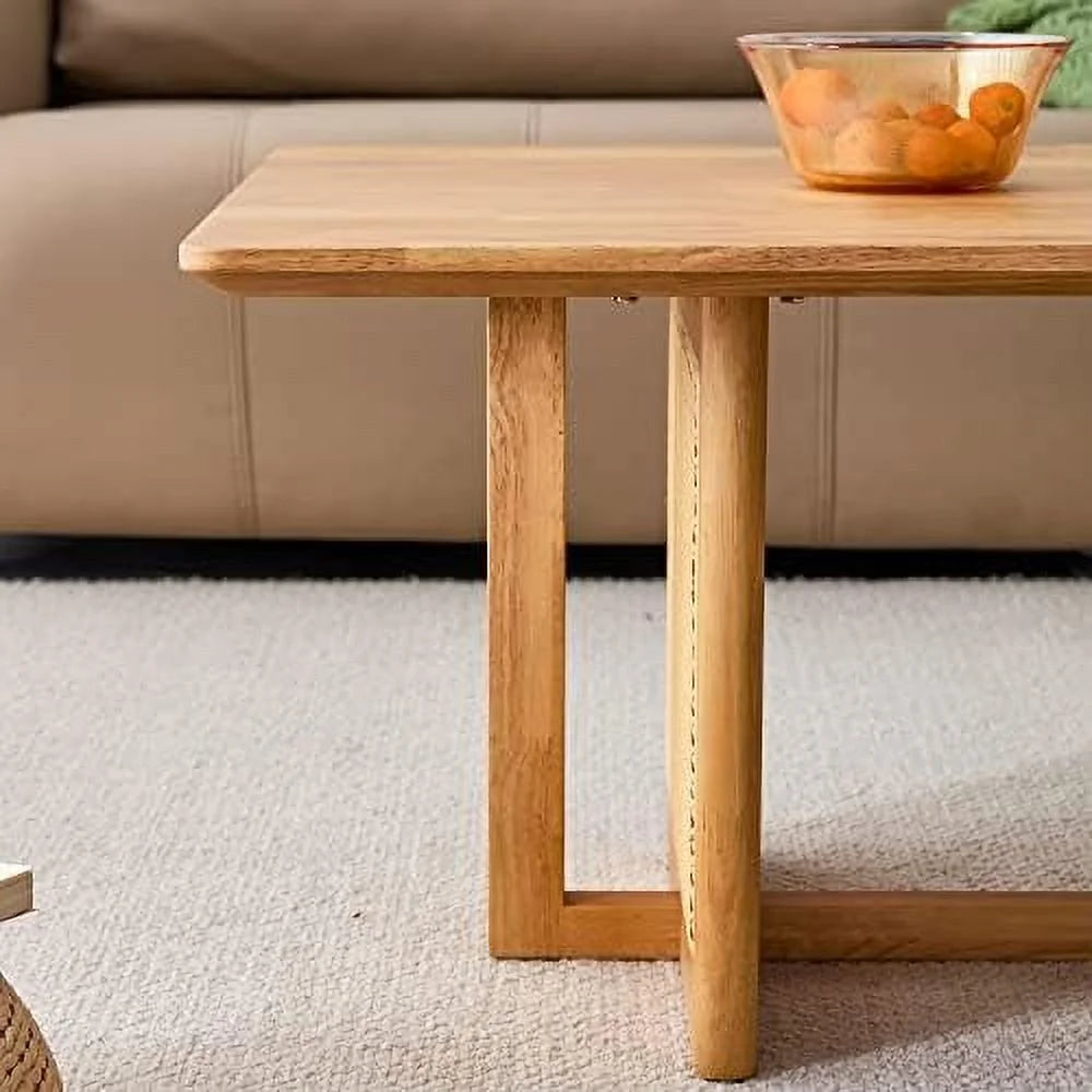 Wooden Coffee Table 47.2" Rectangular with MDF Desktop and Metal Legs J364