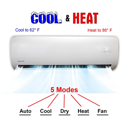 12000 BTU - 36000 BTU Mini Split Air Conditioner Ductless Inverter System with Heat Pump D69572