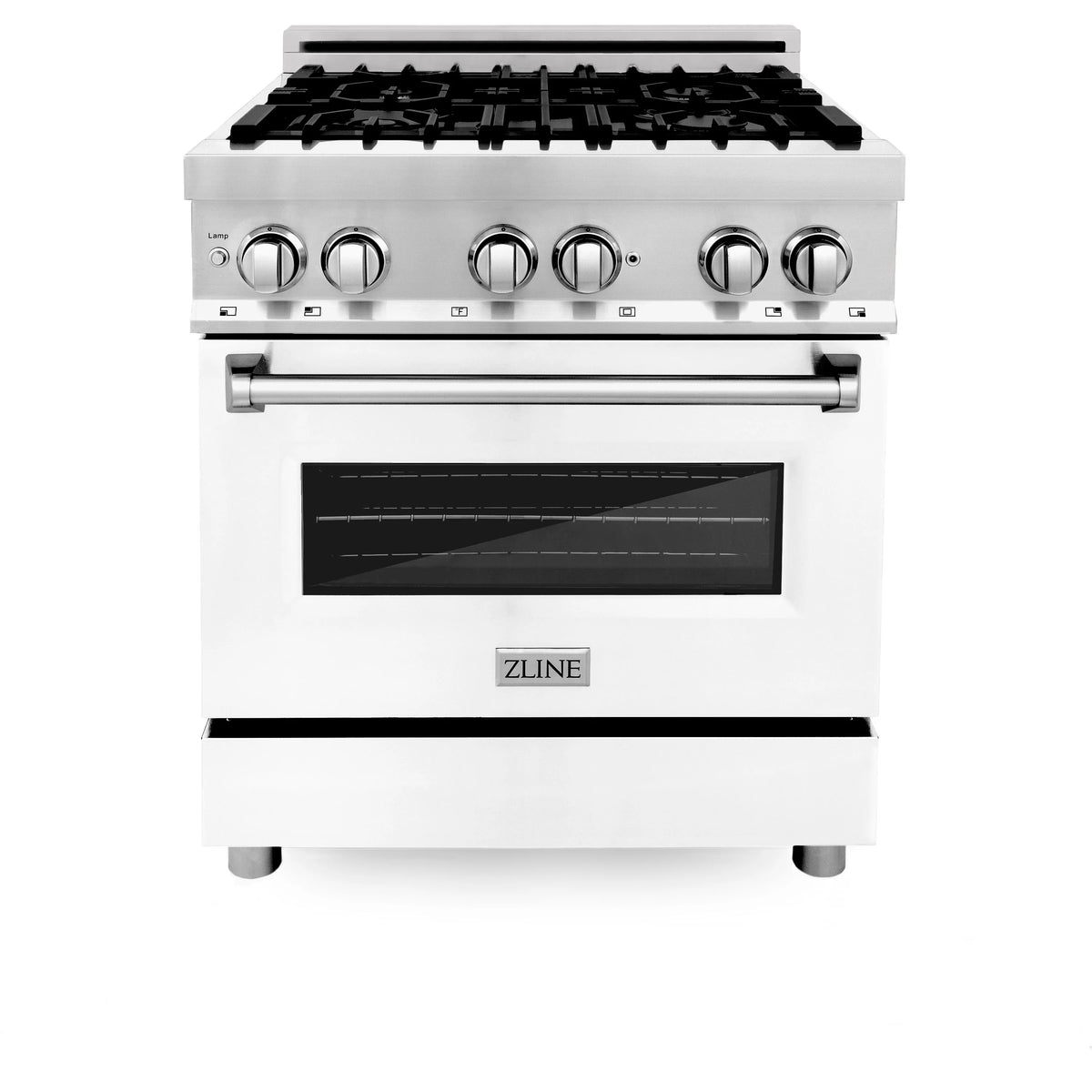 30 in. Stainless Steel Gas Burner Electric Oven Range with White Matte Door L9877
