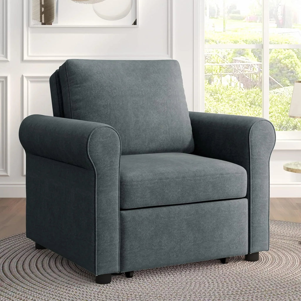 Dark Blue Convertible Sleeper Chair Bed J779