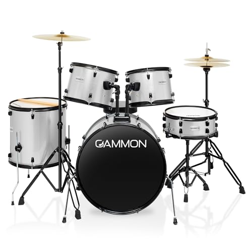 Blue 5-Piece Complete Drum Set with Cymbals, Stands, Stool, and Sticks H8772