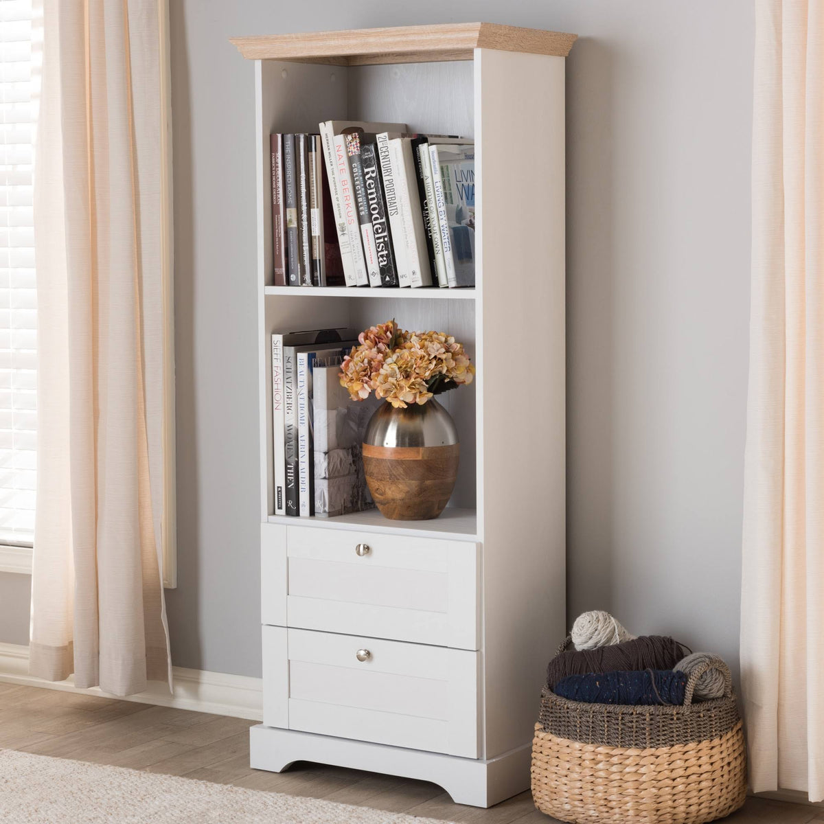 Oak White Two Tone Bookcase C8938
