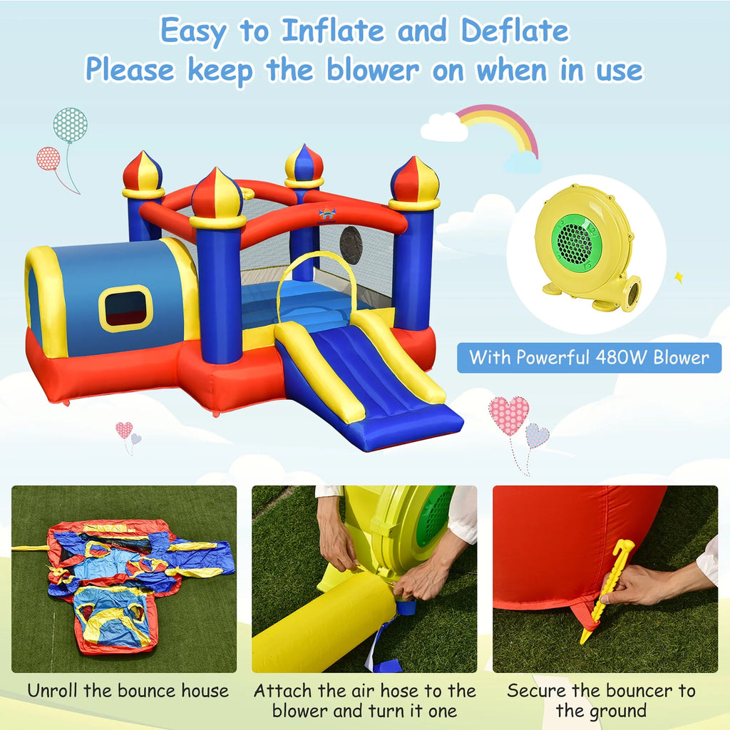 Inflatable Bounce House with Slide & Blower A30417