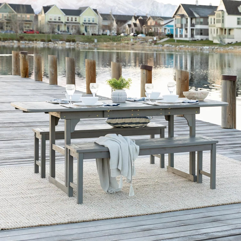 3-Piece Solid Wood Outdoor Patio Dining Set Q873692