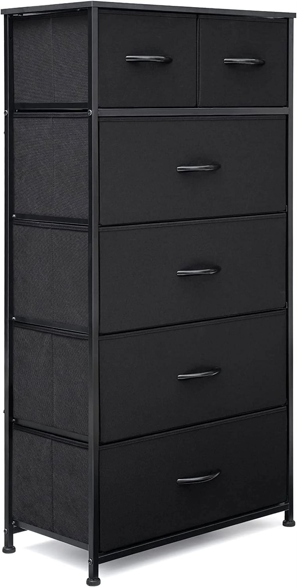 Black 6 Drawer Fabric Dresser X67755