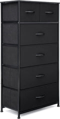 Black 6 Drawer Fabric Dresser X67755
