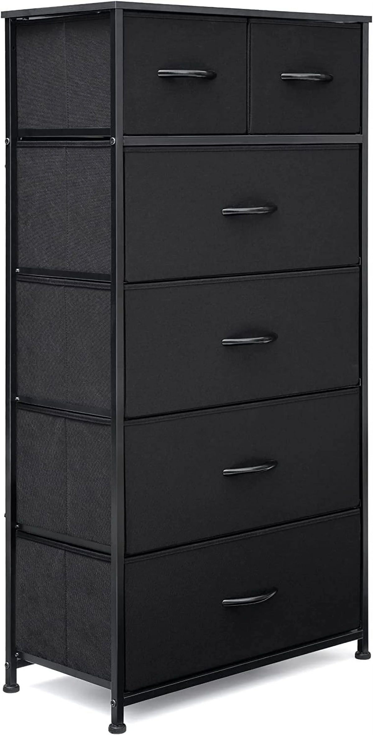 Black 6 Drawer Fabric Dresser X67755