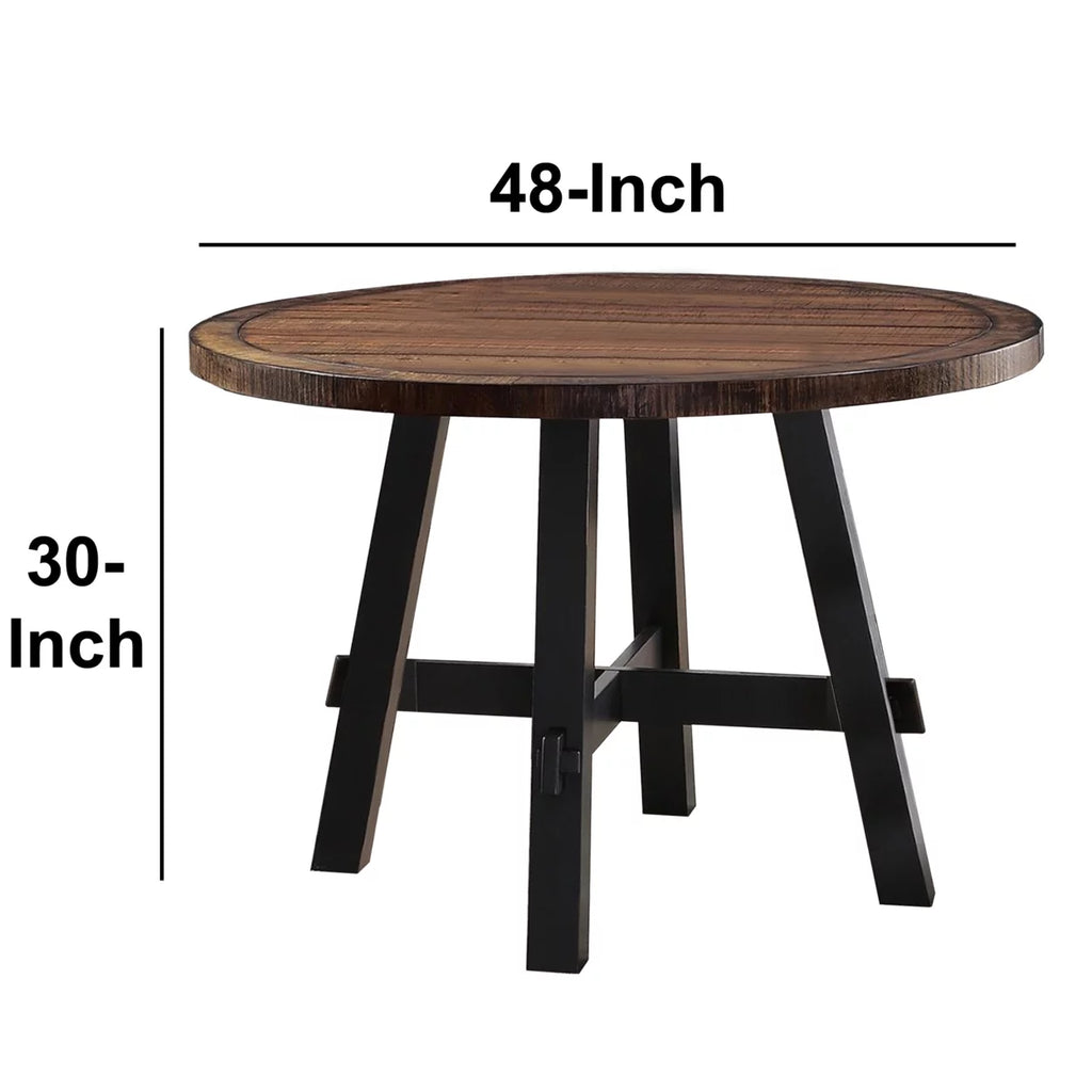 Round Wooden Dining Table Brown M6931