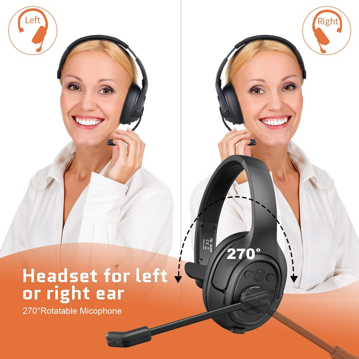 Noise Canceling Trucker Bluetooth Headset with Microphone X551429