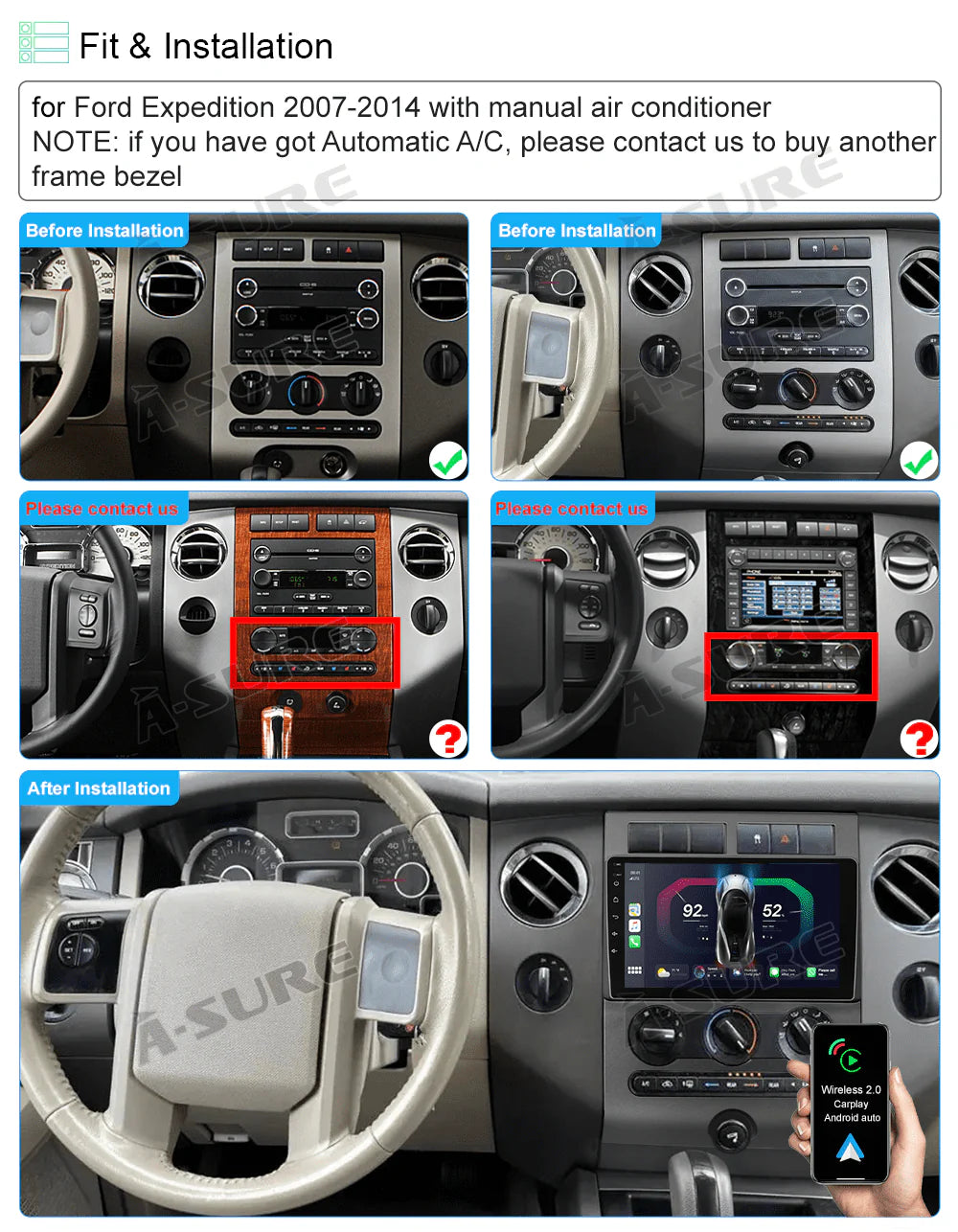 Android 13 Car Stereo with Wireless CarPlay GPS C60367