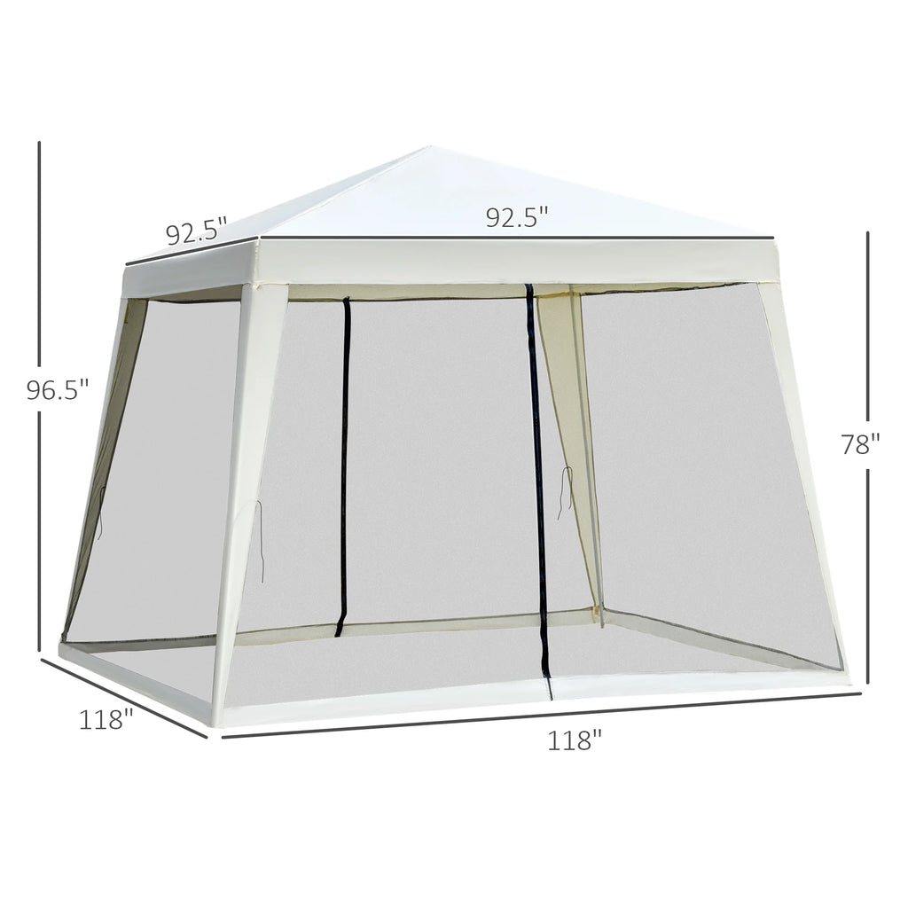 10' x 10' Folding Slant Leg Screened Canopy Tent with Mesh Sidewalls T19605