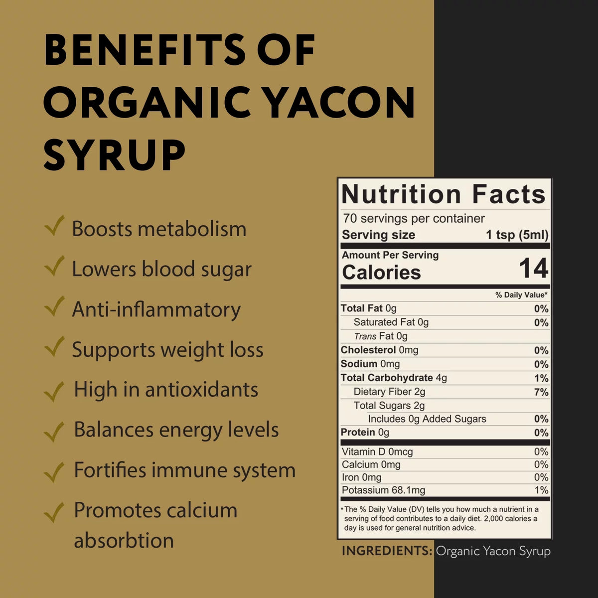 USDA Organic Yacon Syrup 12oz Natural Sweetener K5403