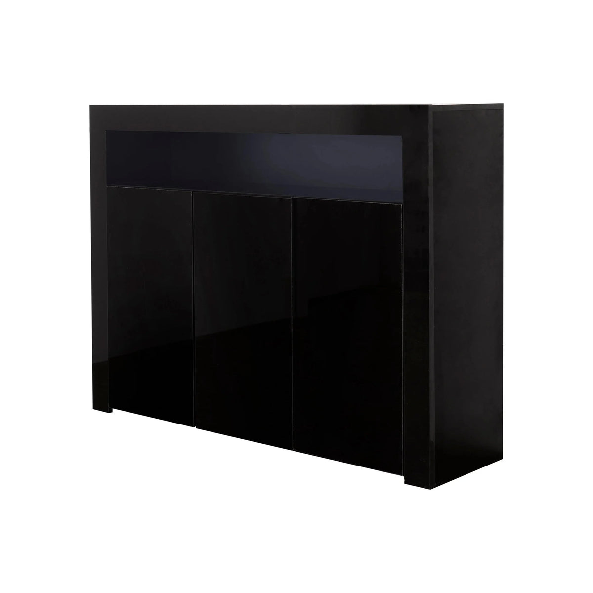 Black High Gloss Sideboard Storage Cabinet with LED Light U78384