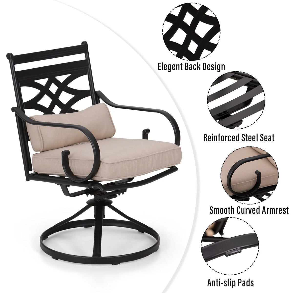 7-Piece Outdoor Patio Dining Set Swivel Chairs and Table Set R516