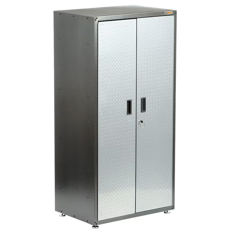 Steel Freestanding Garage Cabinet in Silver Tread I41039
