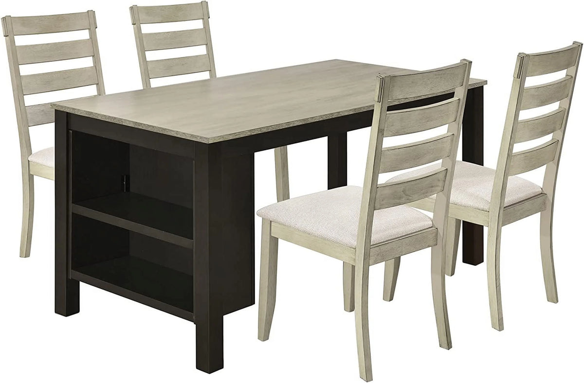 5-Piece Wood Dining Table Set with Padded Chairs S77014