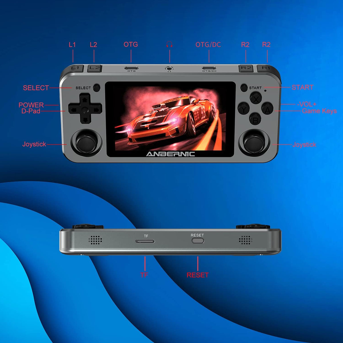 Handheld Game Console with 64G TF Card 3.5 inch IPS Screen A6597