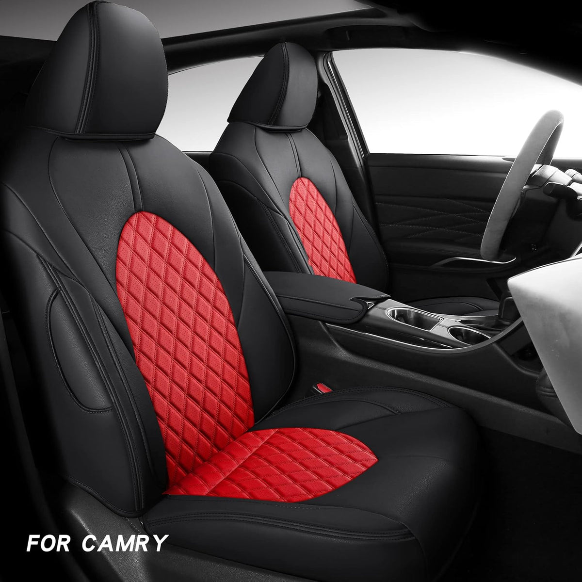 Full Coverage Faux Leather Car Seat Covers Full Set Black M80385