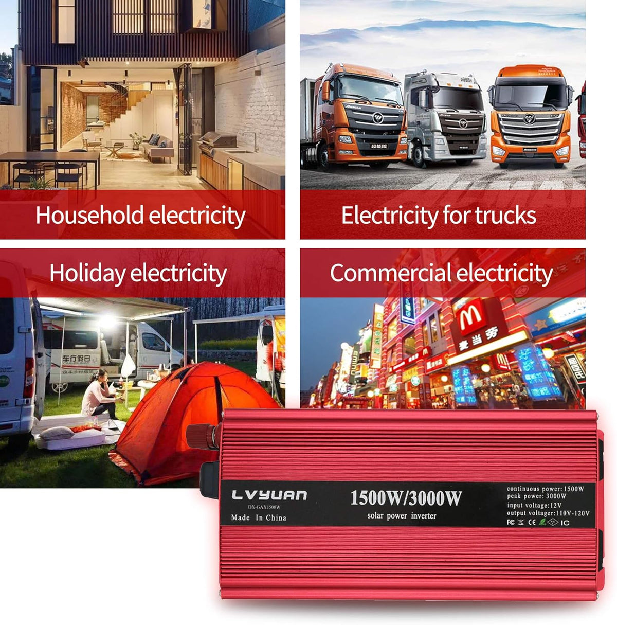 1500W Power Inverter with Dual AC Outlets and Dual USB Pack of 2 T9534