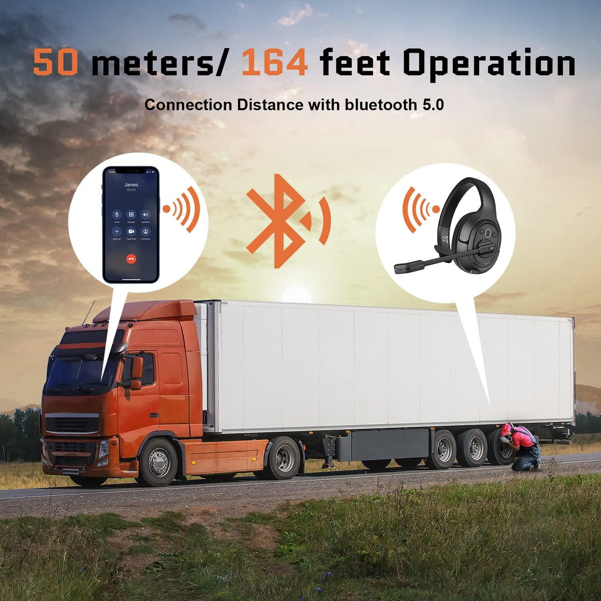 Noise Canceling Trucker Bluetooth Headset with Microphone X551429