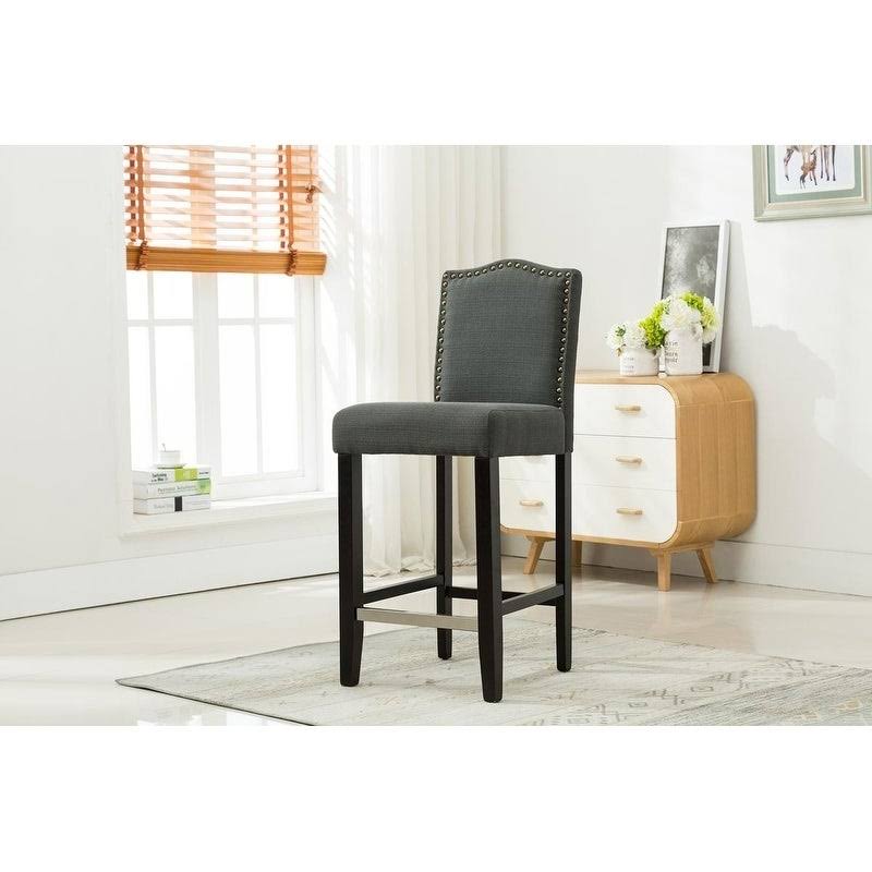 Beige Upholstered Bar Stools Set of 2 F570