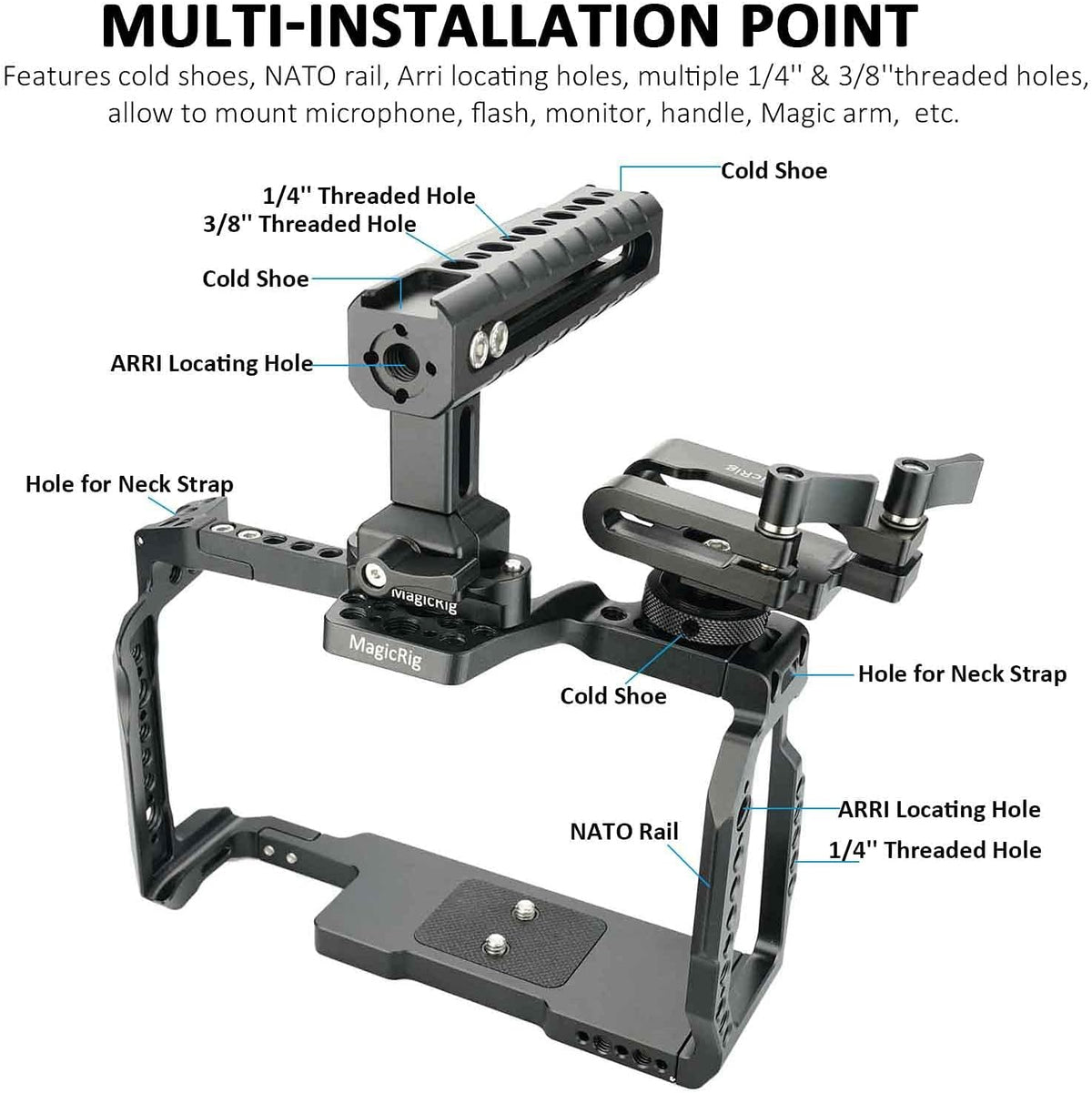Camera Full Cage with NATO Rail, NATO Top Handle, T5 SSD Mount L3230